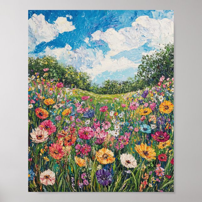 Vibrant Wildflower Field Impressionist Poster Wall (Devant)