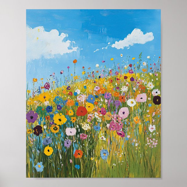 Vibrant Wildflower Field Impressionist Poster Wall (Devant)