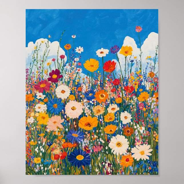 Vibrant Wildflower Field Impressionist Poster Wall (Devant)