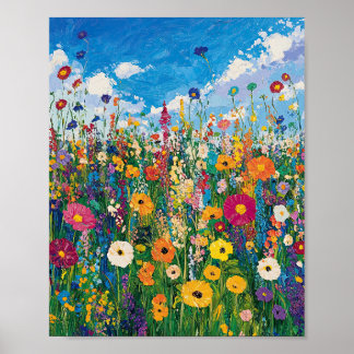 Vibrant Wildflower Field Impressionist Poster Wall