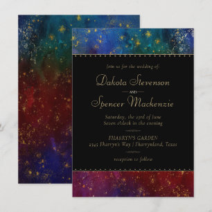 Vibrant Wisps   Jewel Tone Watercolor Wedding Einladung