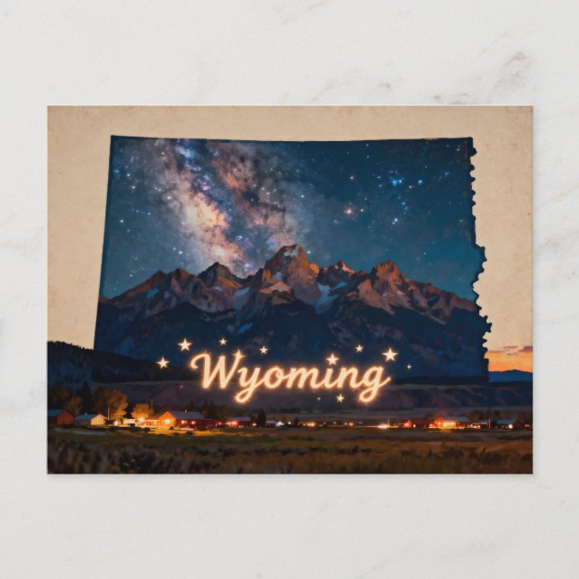 Vibrant Wyoming Conceptual Map Postkarte (Vorderseite)