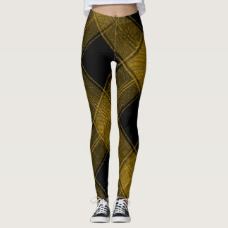 Vibrant Yellow and Black Buffalo Plaid Leggings, Leggings