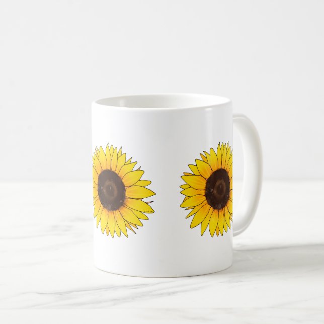 Vibrant Yellow Sunflower Bloom Kaffeetasse (VorderseiteRechts)