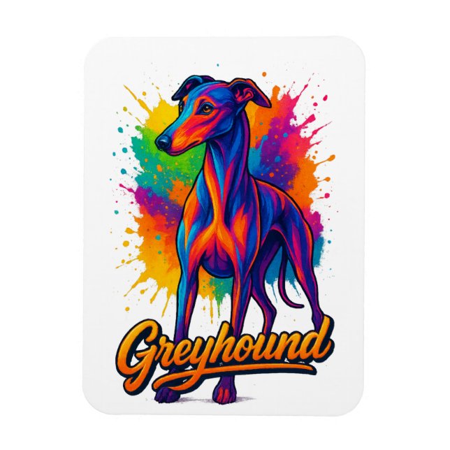 Vibrante Pop-Art-Greyhound Magnet (Vertikal)