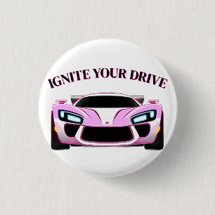 Vibranter Sportwagen mit Neon-Glanz Button
