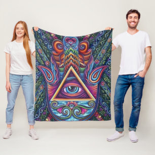 Vibrantes farbiges alles sehendes Auge Fleecedecke