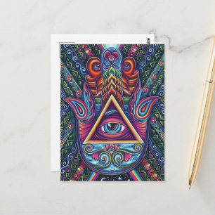 Vibrantes farbiges Allsehendes Auge Postkarte
