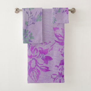 VIBRANTES LILA LILAC-FLORALLES BADEZIMMER TOWEL SE BADHANDTUCH SET