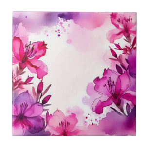 Vibrany Azalea Floral Wasserfarbe Fliese