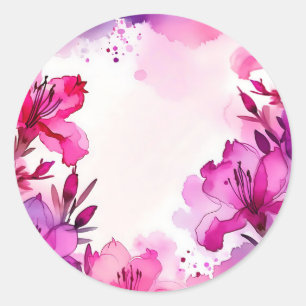Vibrany Azalea Floral Wasserfarbe Runder Aufkleber
