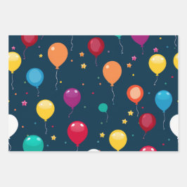 Vibrany Happy Birthday Balloons Muster Geschenkpapier Set