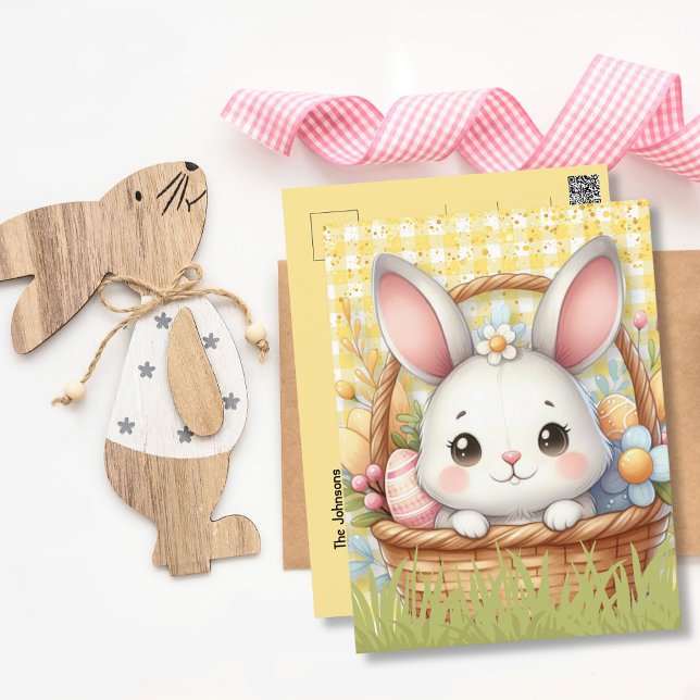 Vibrany Happy Oaster in Gelb Hintergrund Postkarte (Vibrant Happy Easter in Yellow background postcard)