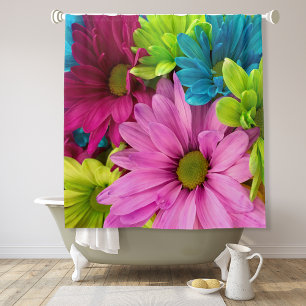 Vibrany Multicolored Daisy Floral Duschvorhang