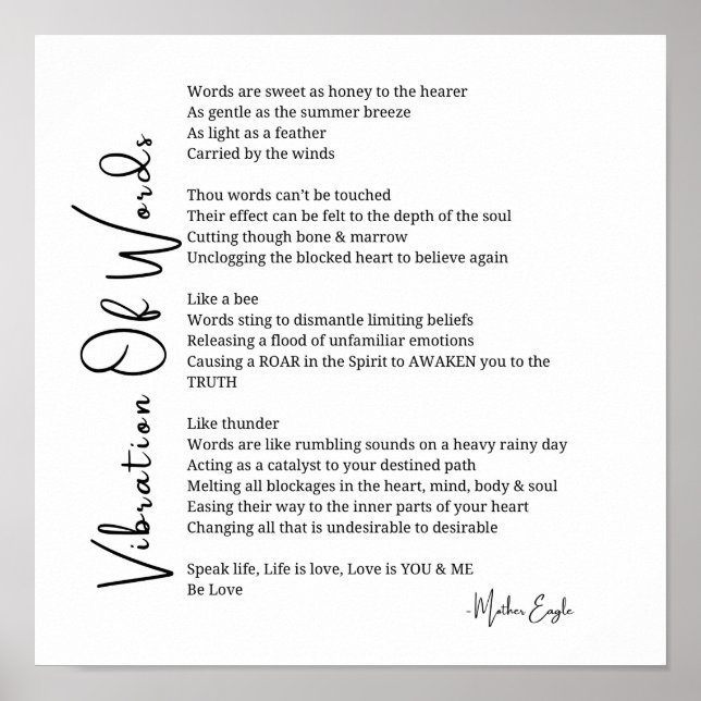 Vibration des mots éveil poème poster art mur (Devant)