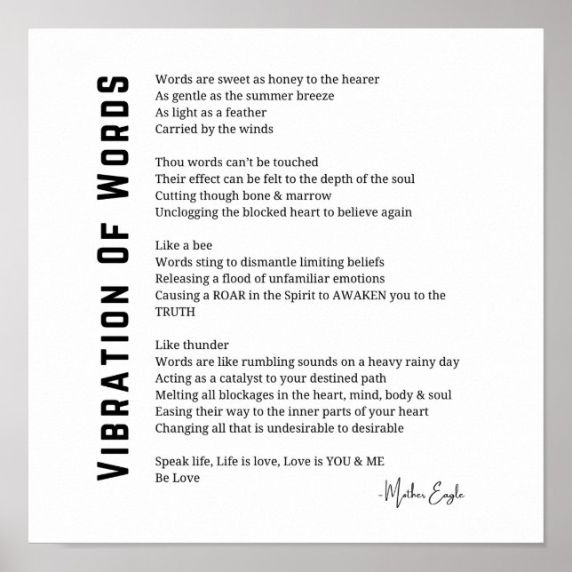 Vibration von Wörtern, die Gedicht-Wand-Kunst erwe Poster (Vorne)