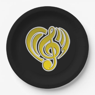 Vibrationen Musical Liebe Yellow Heart Musiknote D Pappteller