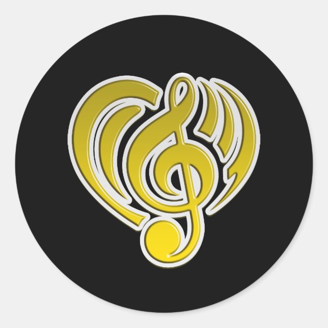 Vibrationen Musical Liebe Yellow Heart Musiknote D Runder Aufkleber (Vorderseite)