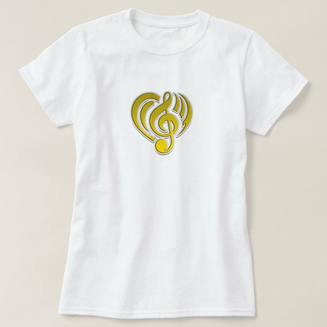 Vibrationen Musical Liebe Yellow Heart Musiknote D T-Shirt (Design vorne)