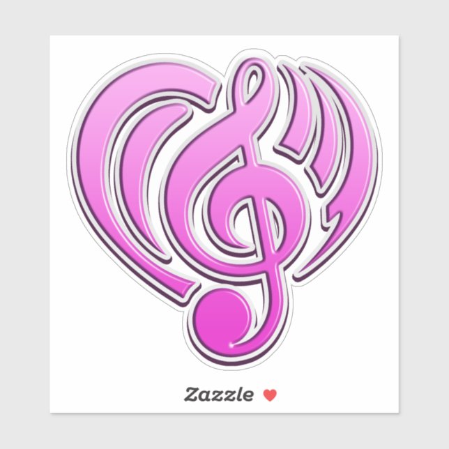 Vibrationen Musikalische Liebe Rosa Herz Musiknote Aufkleber (Blatt)