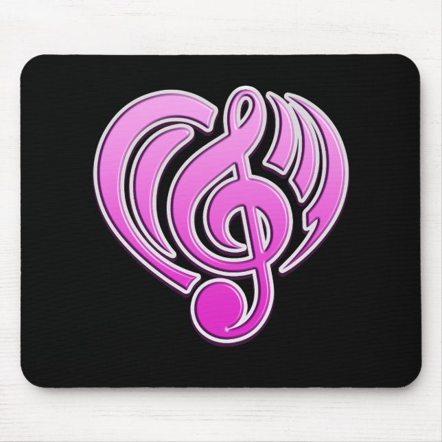 Vibrationen Musikalische Liebe Rosa Herz Musiknote Mousepad (Vorne)