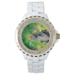 VIBRATIONEN VON MATERIALIEN, GRÜNES FRAKTAL-LADY-M ARMBANDUHR