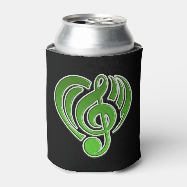 Vibrations Musical Liebe Green Heart Musiknote DJ Dosenkühler (Kanne Vorderseite)