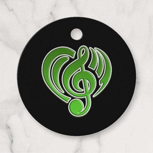 Vibrations Musical Liebe Green Heart Musiknote DJ Geschenkanhänger (Vorderseite)
