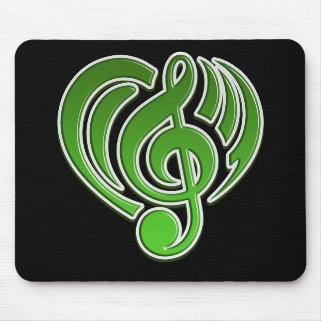 Vibrations Musical Liebe Green Heart Musiknote DJ Mousepad (Vorne)