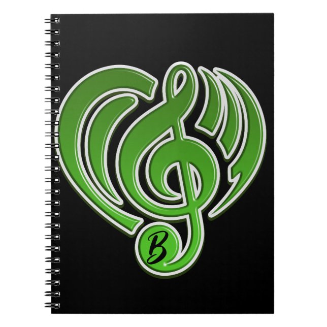 Vibrations Musical Liebe Green Heart Musiknote DJ Notizblock (Vorderseite)