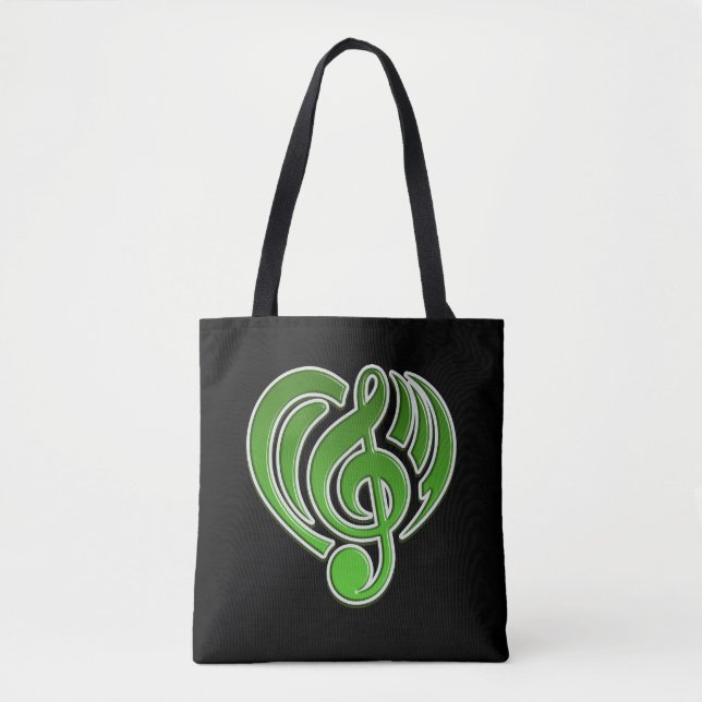 Vibrations Musical Liebe Green Heart Musiknote DJ Tasche (Vorderseite)