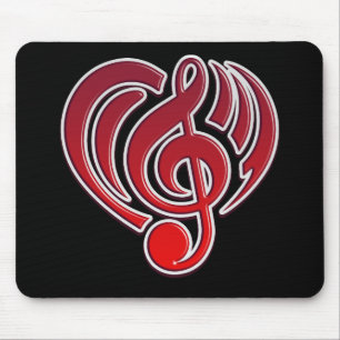 Vibrations Musical Liebe Red Heart Musiknote DJ Mousepad