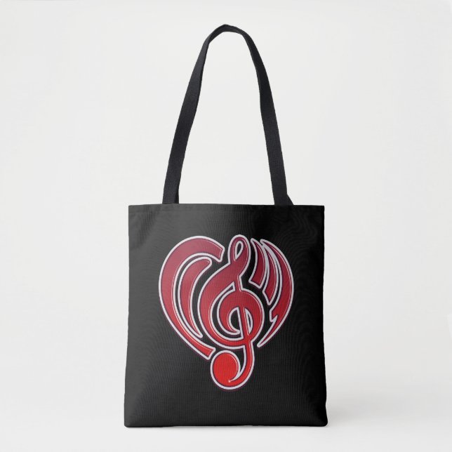 Vibrations Musical Liebe Red Heart Musiknote DJ Tasche (Vorderseite)