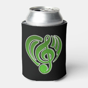 Vibrations Musical Love Green Herz Musik Note DJ Dosenkühler