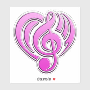 Vibrations Musical Love Pinkes Herz Musiknote DJ Aufkleber