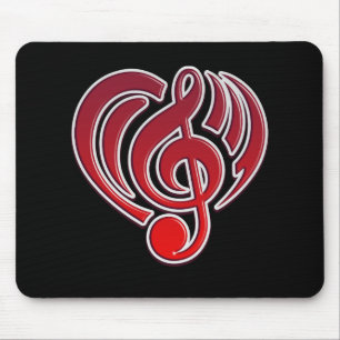 Vibrations Musical Love Rotes Herz Musiknote DJ Mousepad
