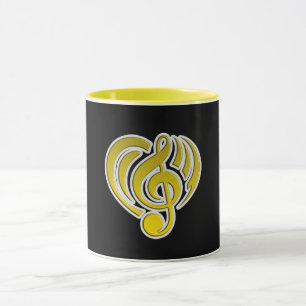 Vibrations Musical Love Yellow Heart Musiknote DJ Tasse