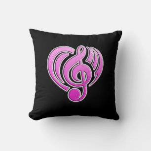 Vibrations Musikalische Liebe Rosa Herz Musiknote Kissen