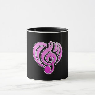 Vibrations Musikalische Liebe Rosa Herz Musiknote  Tasse