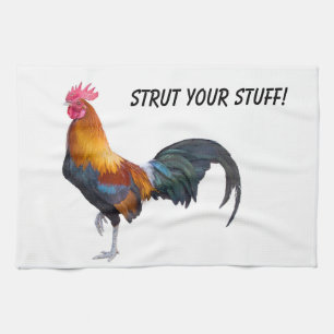 Vibriant gefärbter Hahn "strutting it's Zeug" Geschirrtuch