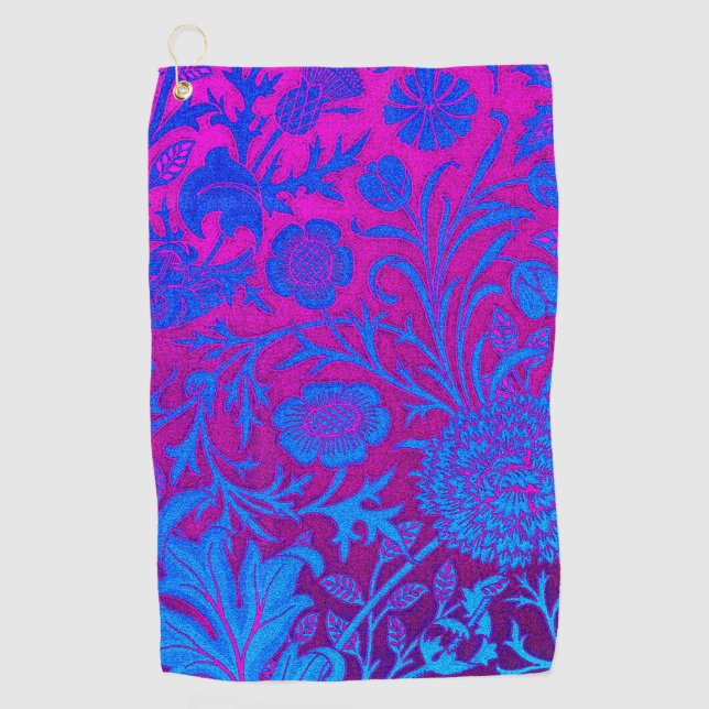 Vibrierend, ombre, Kunst nouveau, William Morris, Golfhandtuch (Vorderseite)