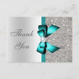 Vibrierende aquamarine Bogen-Silber-Diamanten Dankeskarte