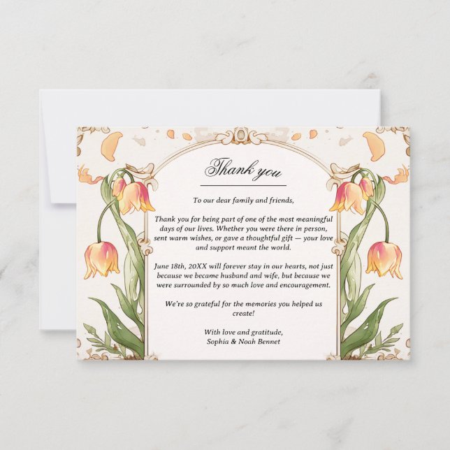 Vibrierende Blumen- und Goldhochzeit Dankeschön Ka Dankeskarte (Vorderseite)
