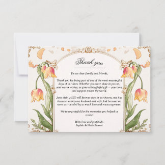 Vibrierende Blumen- und Goldhochzeit Dankeschön Ka Dankeskarte