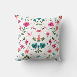 Vibrierende Blumenmuster Art Kissen
