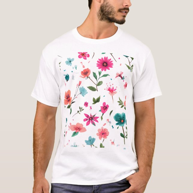 Vibrierende Blumenmuster Art T-Shirt (Vorderseite)