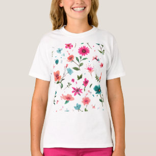 Vibrierende Blumenmuster Art T-Shirt