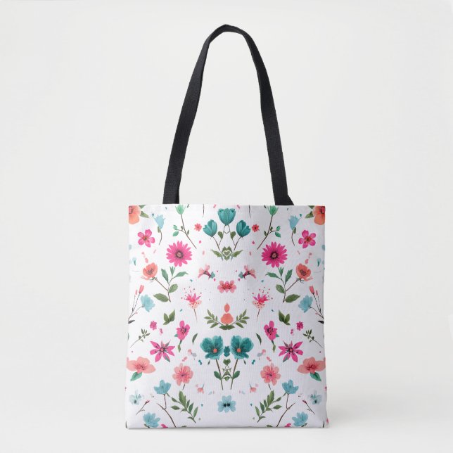 Vibrierende Blumenmuster Art Tasche (Vorderseite)