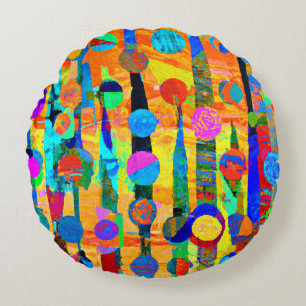 Vibrierende bunte Balls Art Rundes Kissen