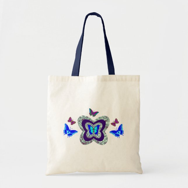 Vibrierende bunte Schmetterlings-Taschen-Tasche Tragetasche (Vorne)